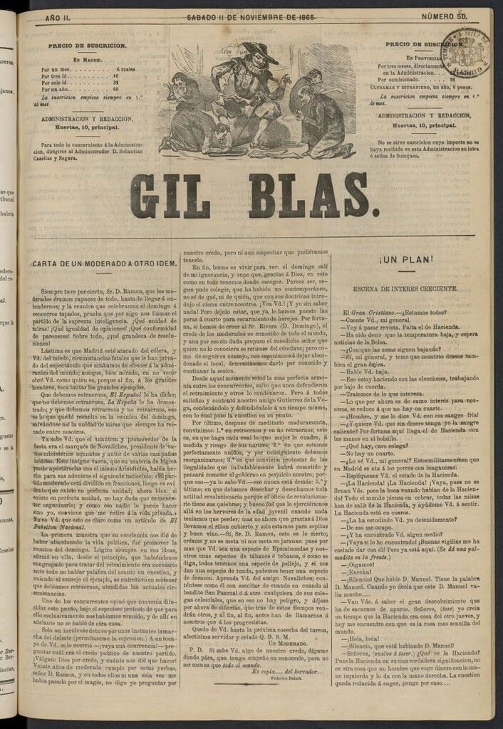 Miniatura de Gil Blas del 11 de noviembre de 1865, nº 50