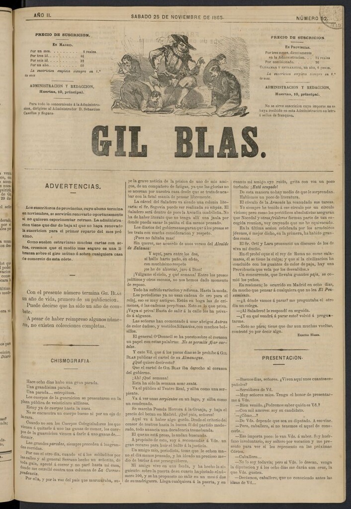 Miniatura de Gil Blas del 25 de noviembre de 1865, nº 25