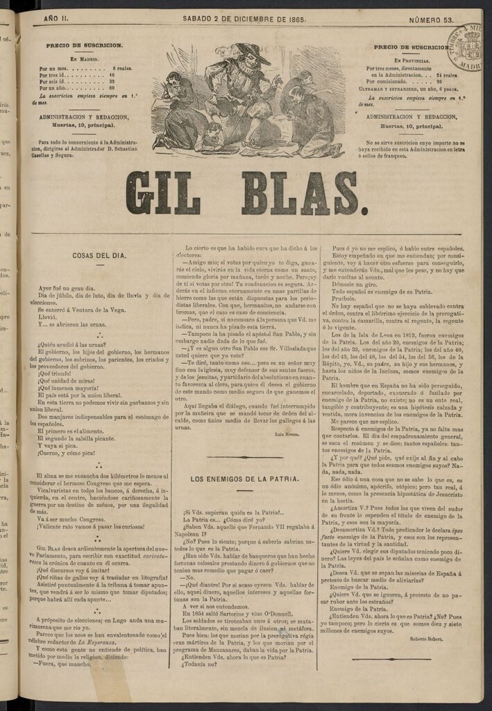 Miniatura de Gil Blas del 2 de diciembre de 1865, nº 53