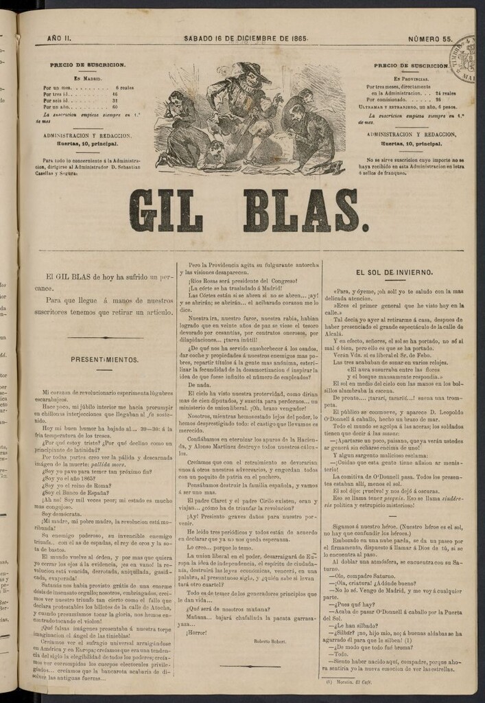 Miniatura de Gil Blas del 16 de diciembre de 1865, nº 55