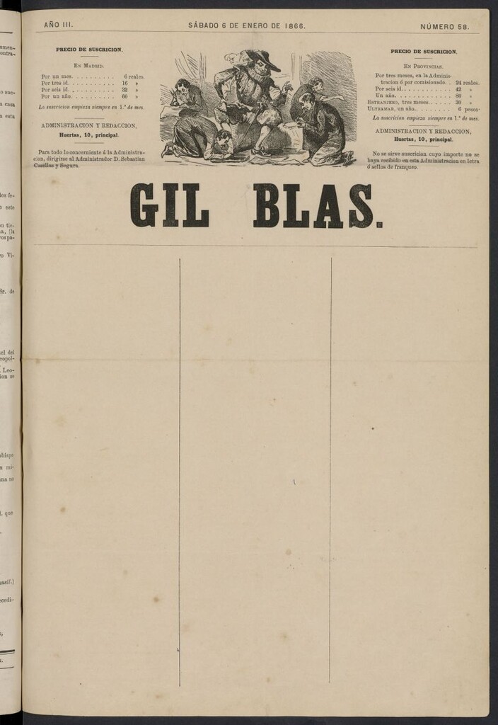Miniatura de Gil Blas del 6 de enero de 1866, nº 58