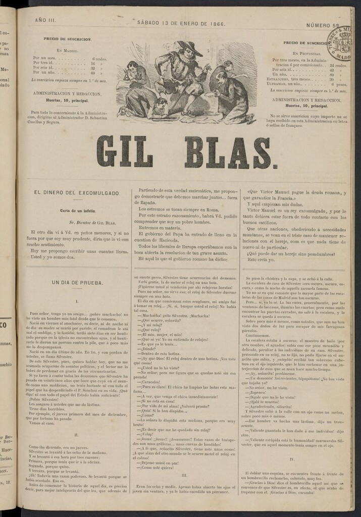 Miniatura de Gil Blas del 13 de enero de 1866, nº 59