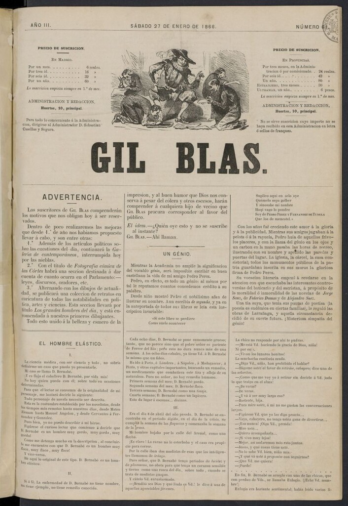 Miniatura de Gil Blas del 27 de enero de 1866, nº 61