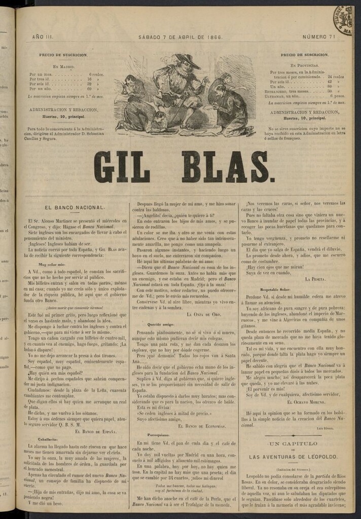 Miniatura de Gil Blas del 7 de abril de 1866, nº 71