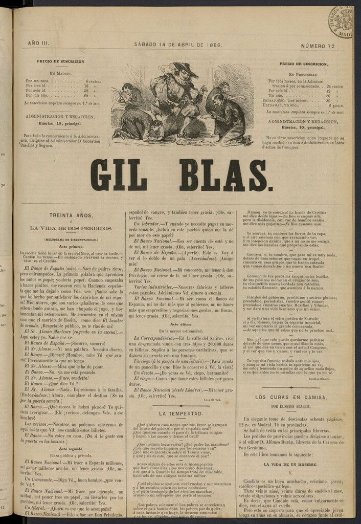 Miniatura de Gil Blas del 14 de abril de 1866, nº 72