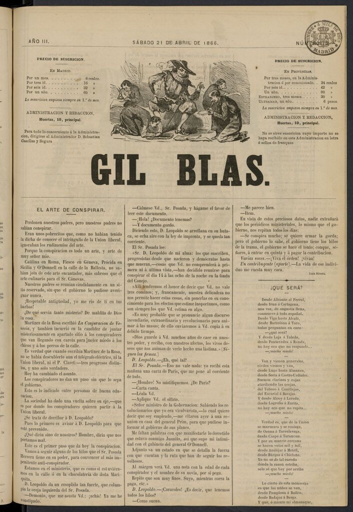 Miniatura de Gil Blas del 21 de abril de 1866, nº 73