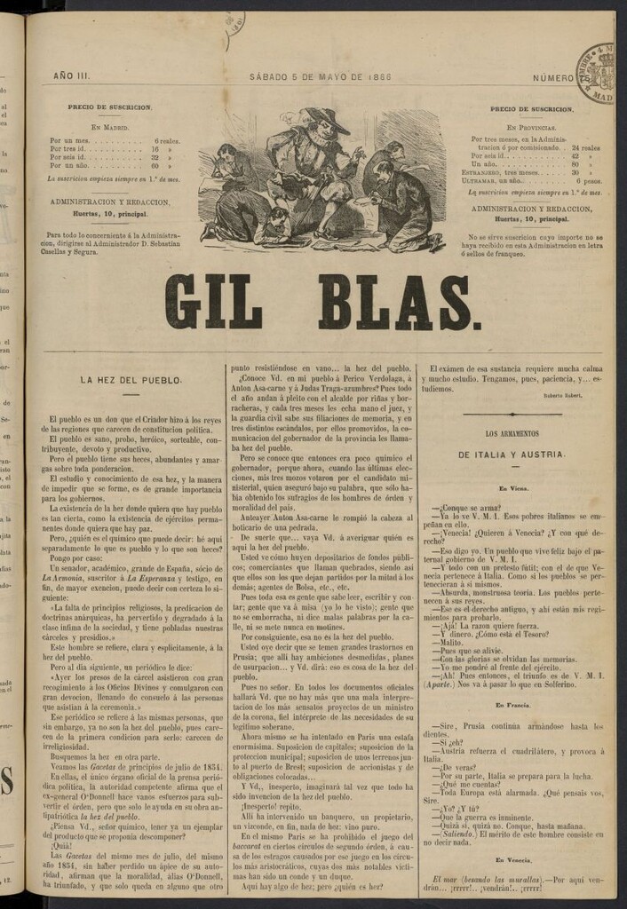 Miniatura de Gil Blas del 5 de mayo de 1866, nº 75