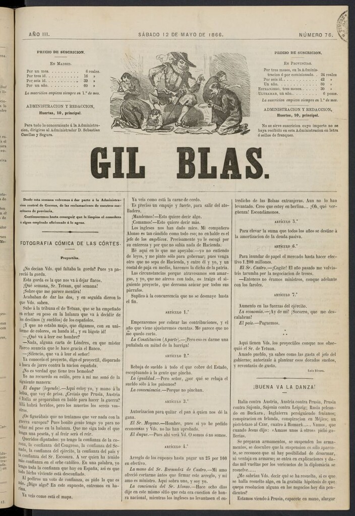 Miniatura de Gil Blas del 12 de mayo de 1866, nº 76
