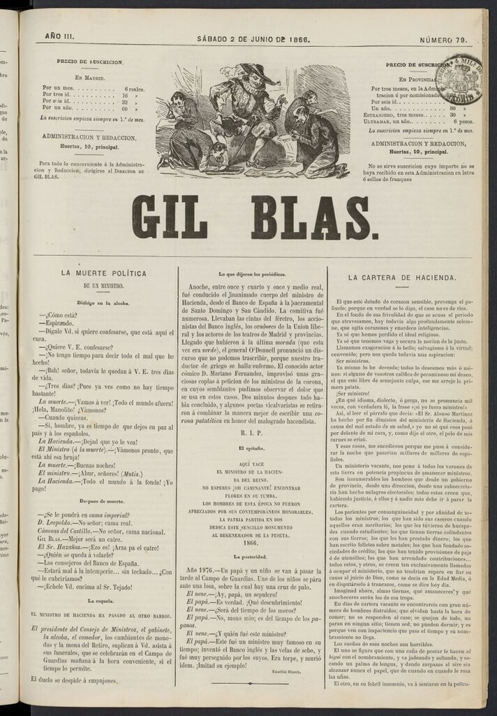Miniatura de Gil Blas del 2 de junio de 1866, nº 79
