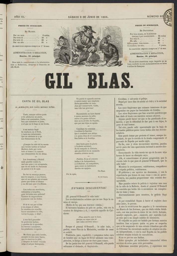 Miniatura de Gil Blas del 9 de junio de 1866, nº 80
