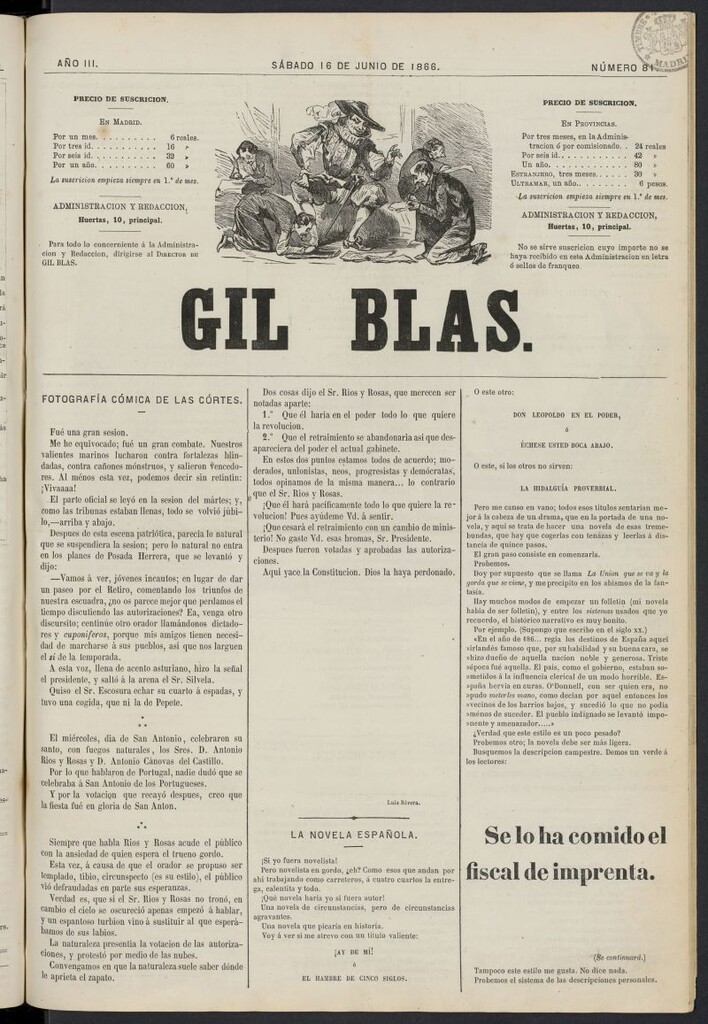 Miniatura de Gil Blas del 16 de junio de 1866, nº 81