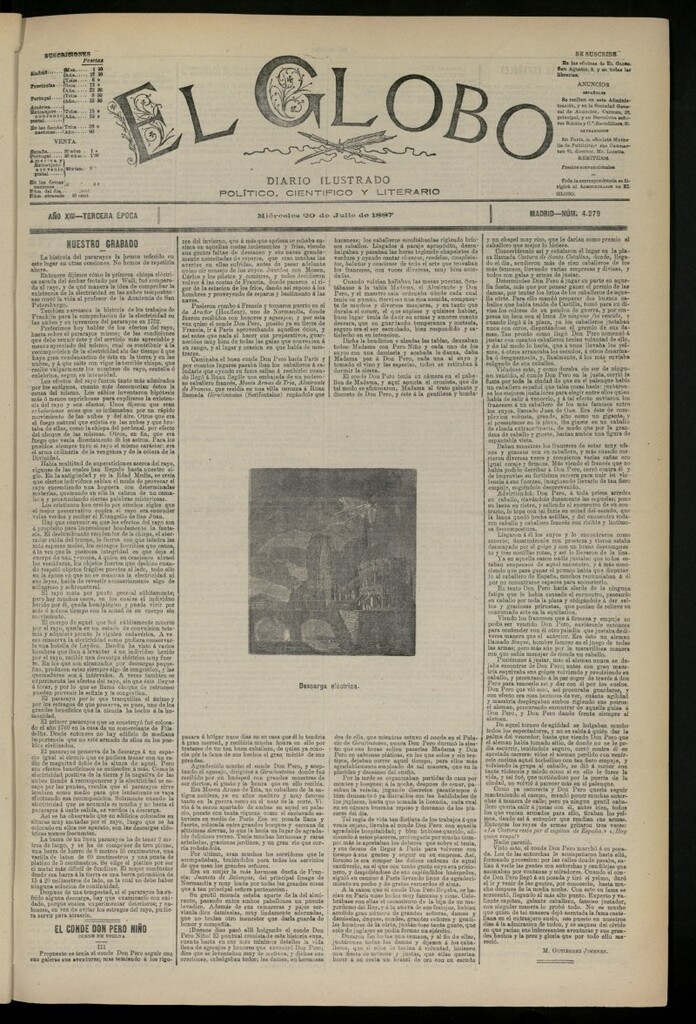 Miniatura de El Globo : diario ilustrado del 20 de julio de 1887, nº 4279
