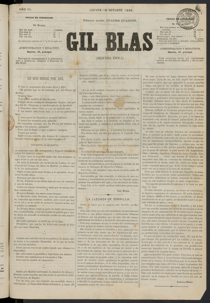 Miniatura de Gil Blas del 18 de octubre de 1866, nº 5