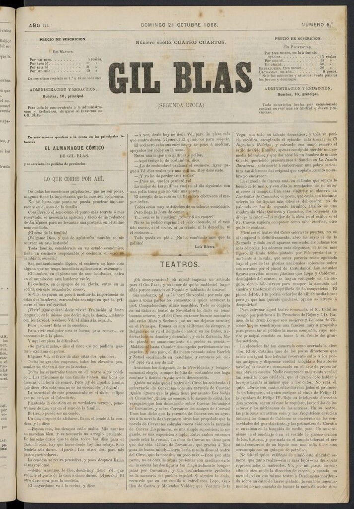 Miniatura de Gil Blas del 21 de octubre de 1866, nº 6