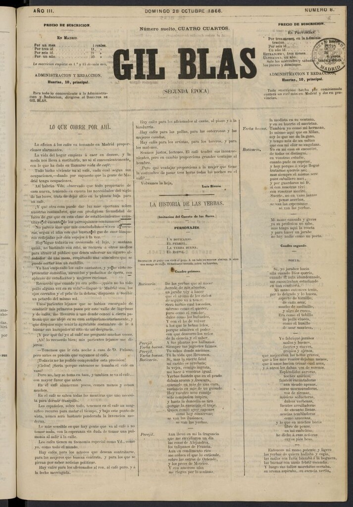 Miniatura de Gil Blas del 28 de octubre de 1866, nº 8