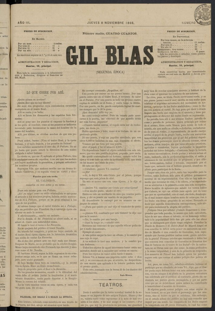 Miniatura de Gil Blas del 8 de noviembre de 1866, nº 11