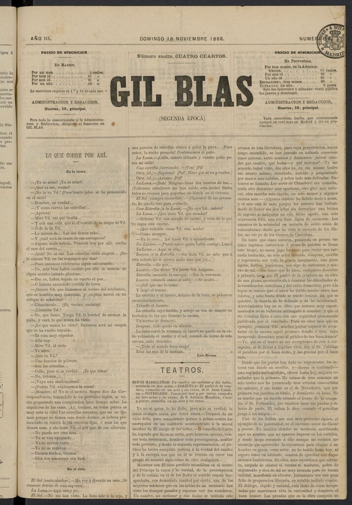 Miniatura de Gil Blas del 18 de noviembre de 1866, nº 14