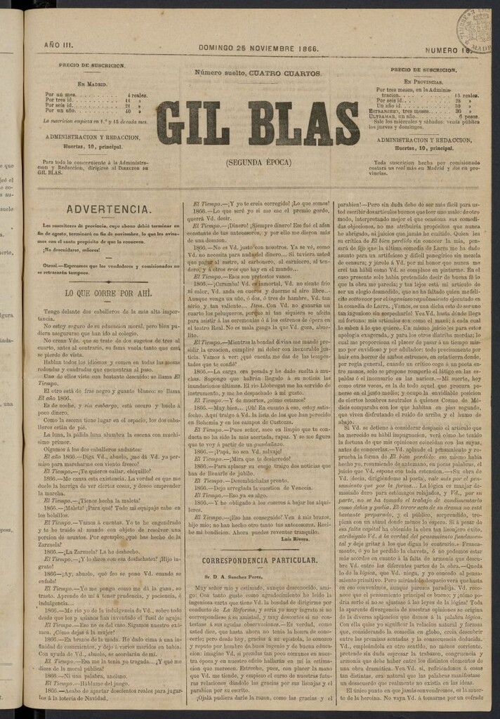 Miniatura de Gil Blas del 25 de noviembre de 1866, nº 16