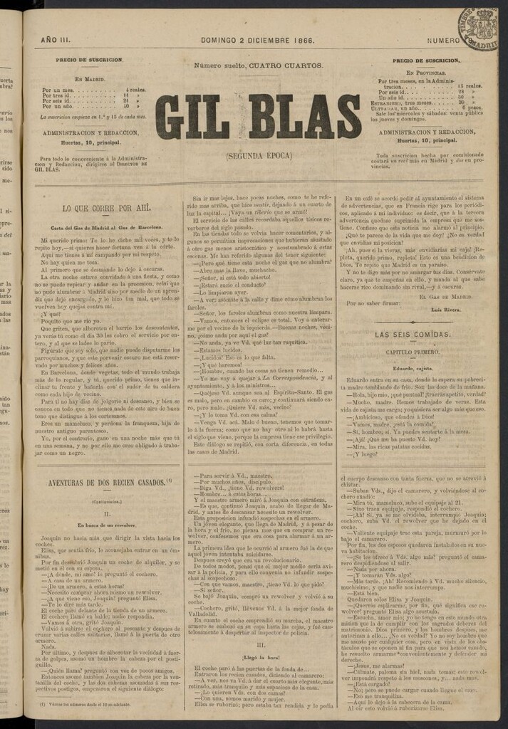 Miniatura de Gil Blas del 2 de diciembre de 1866, nº 18