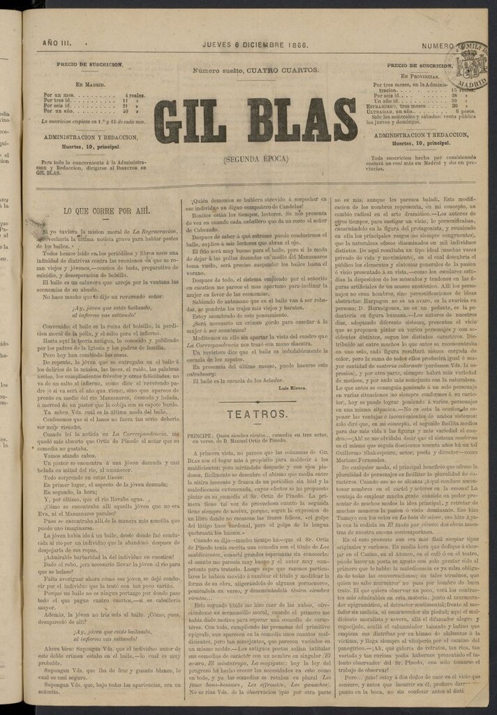 Miniatura de Gil Blas del 6 de diciembre de 1866, nº 19