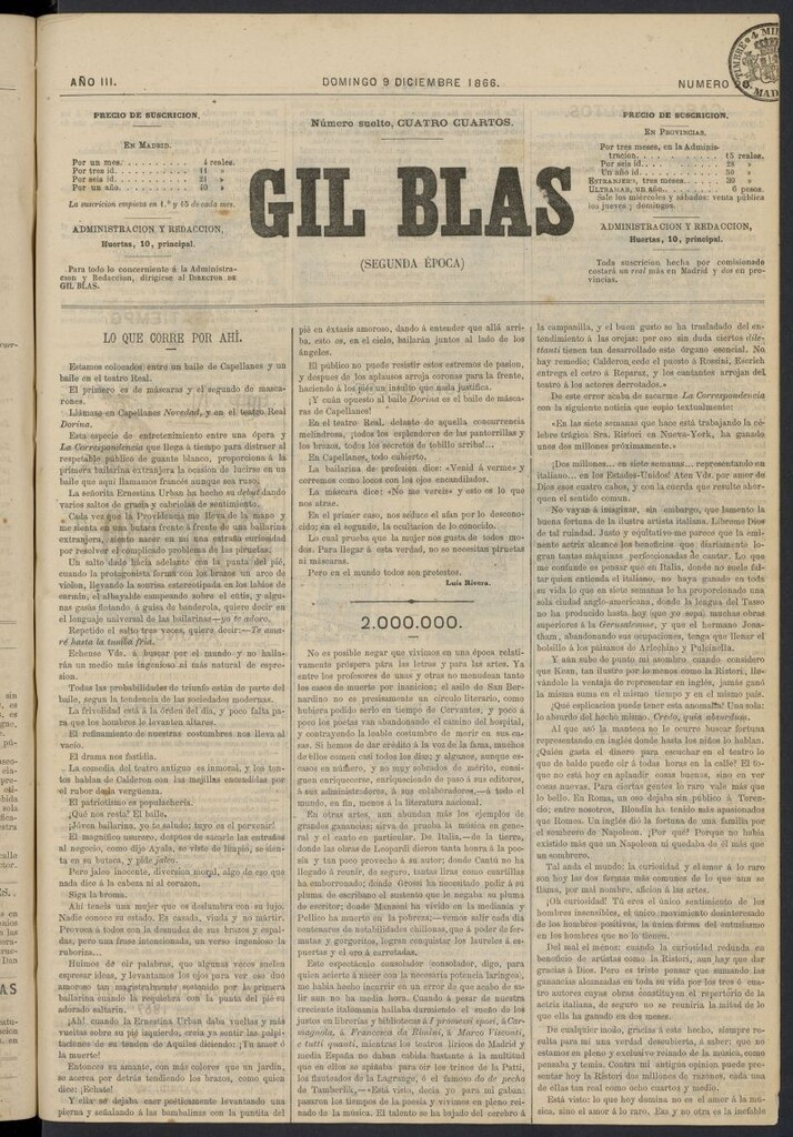 Miniatura de Gil Blas del 9 de diciembre de 1866, nº 20