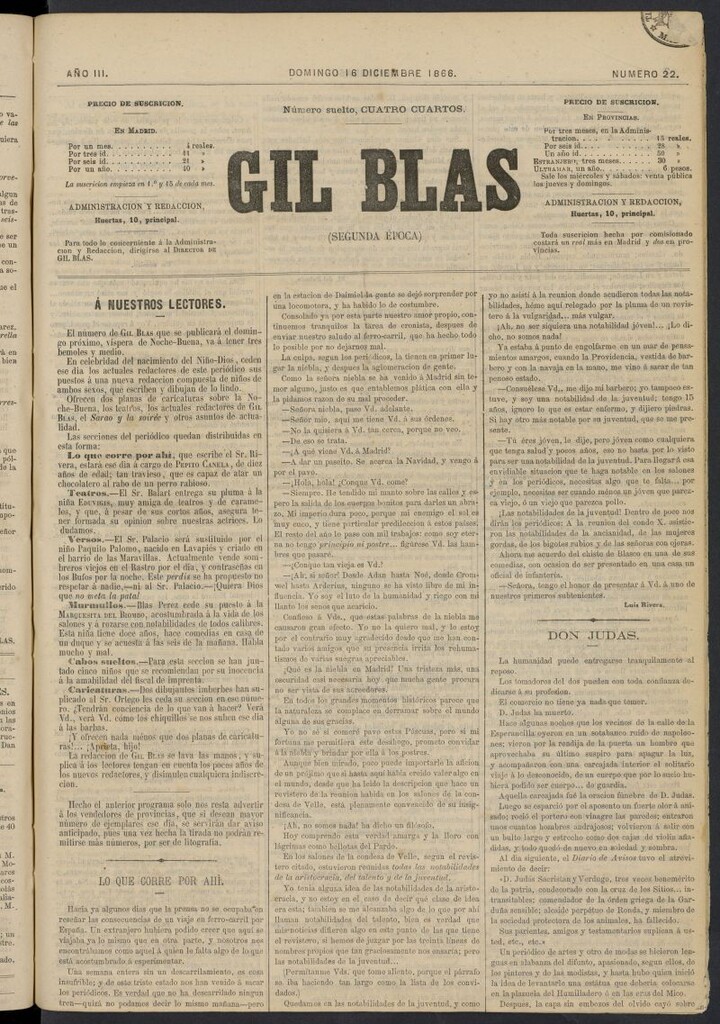Miniatura de Gil Blas del 16 de diciembre de 1866, nº 22