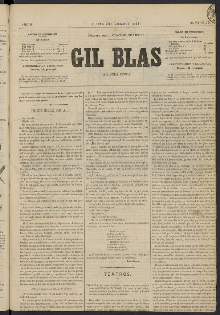 Miniatura de Gil Blas del 20 de diciembre de 1866, nº 23