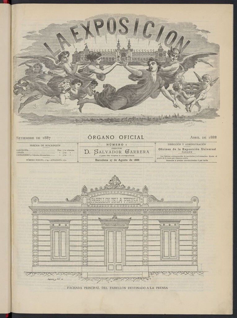 Miniatura de La Exposición: órgano oficial de la Exposición Universal de Barcelona del 27 de agosto de 1886, nº 1