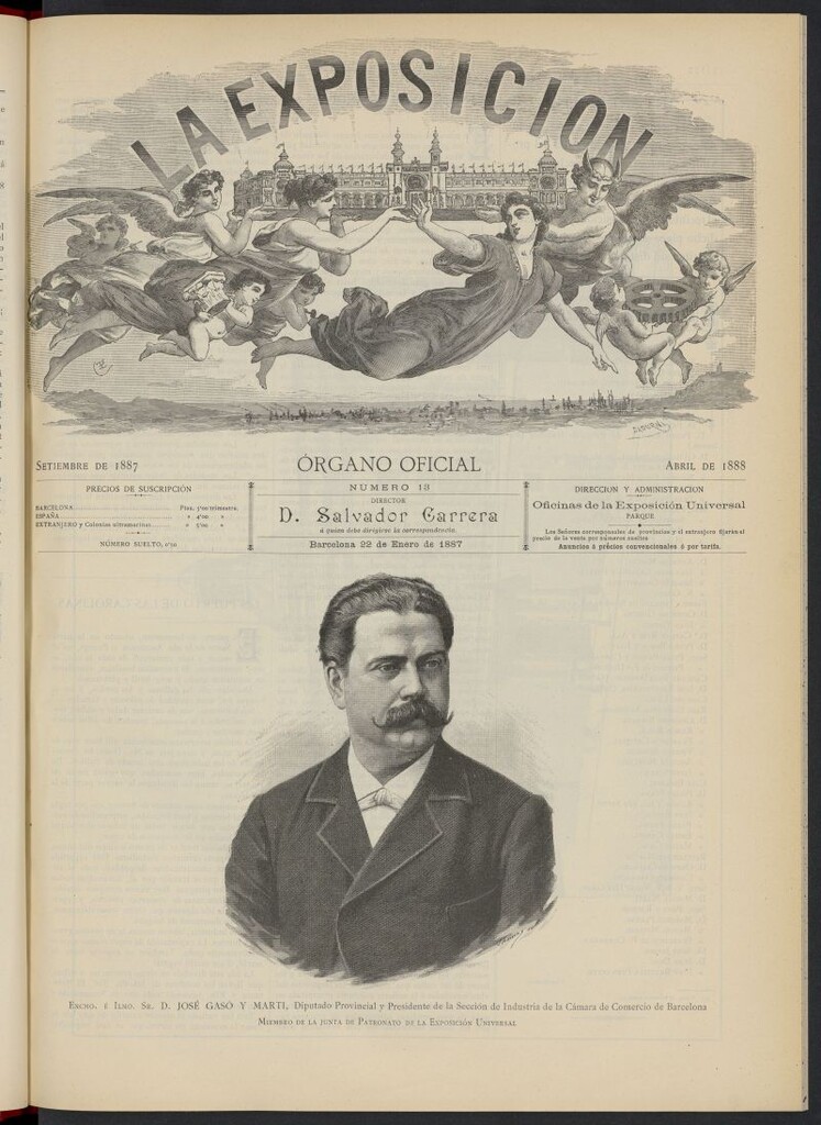Miniatura de La Exposición: órgano oficial de la Exposición Universal de Barcelona del 22 de enero de 1887, n º 13