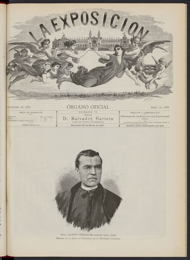 Miniatura de La Exposición: órgano oficial de la Exposición Universal de Barcelona del 26 de marzo de 1887, nº 19