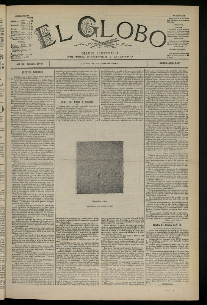 Miniatura de El Globo : diario ilustrado del 28 de julio de 1887, nº 4287