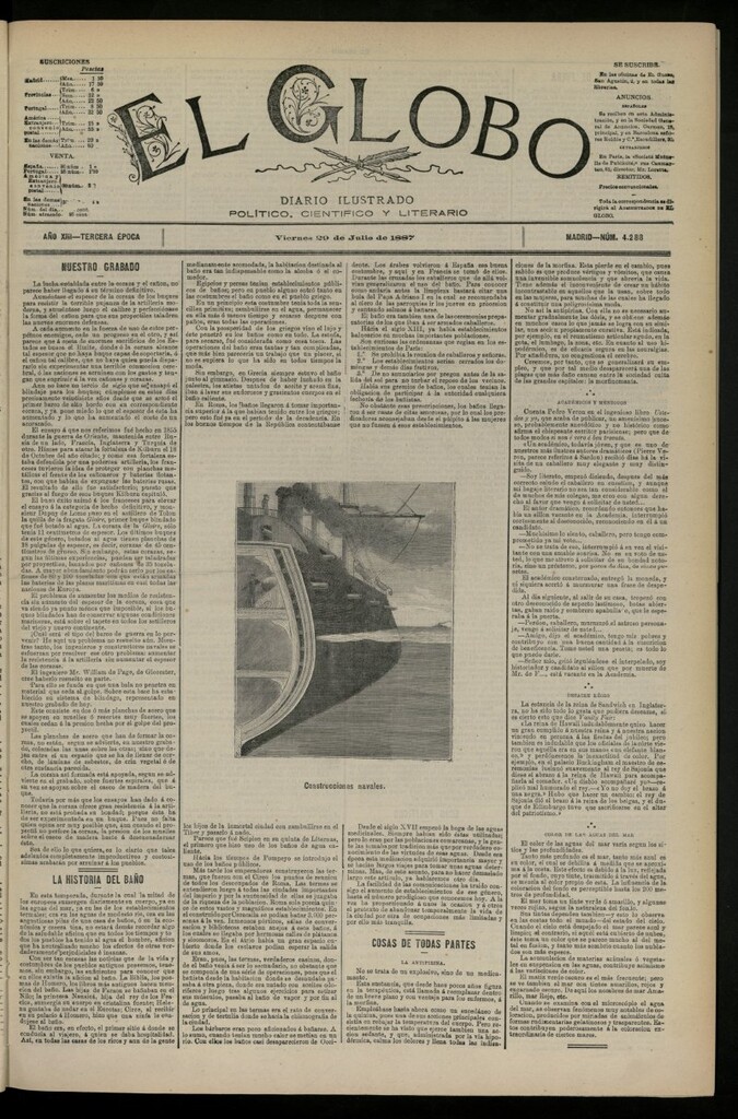 Miniatura de El Globo : diario ilustrado del 29 de julio de 1887, nº 4288