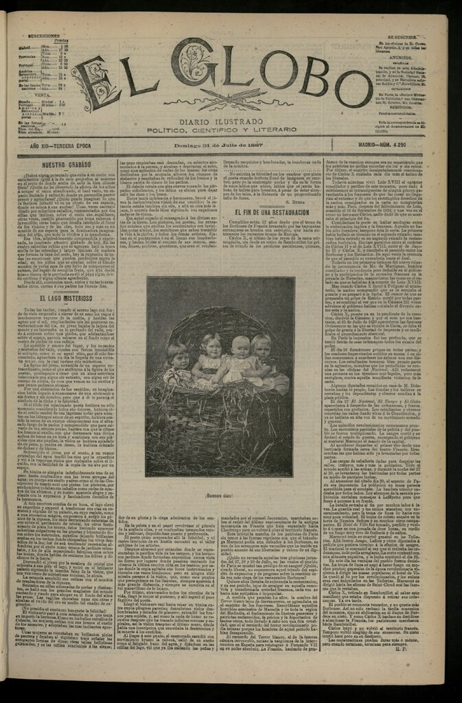 Miniatura de El Globo : diario ilustrado del 31 de julio de 1887, nº 4290
