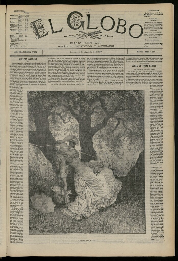 Miniatura de El Globo : diario ilustrado del 4 de agosto de 1887, nº 4294