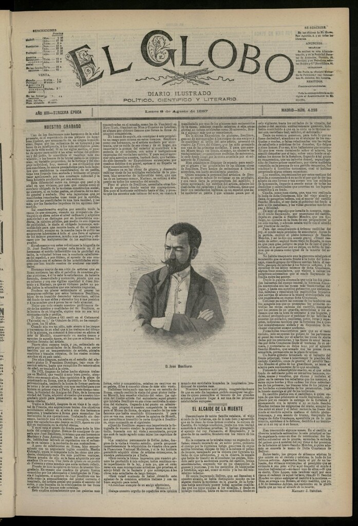 Miniatura de El Globo : diario ilustrado del 8 de agosto de 1887, nº 4298