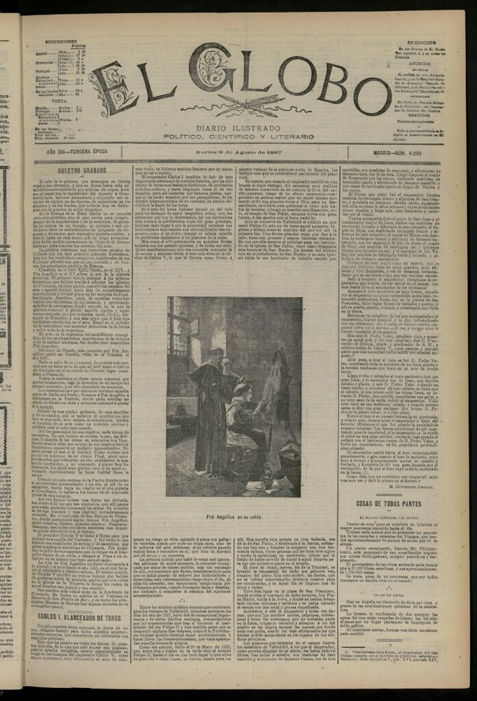 Miniatura de El Globo : diario ilustrado del 9 de agosto de 1887, nº 4299