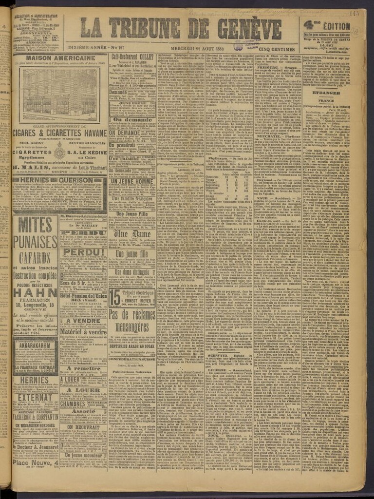 Miniatura de La Tribune de Genéve del 22 de agosto de 1888