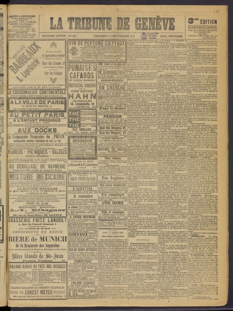 Miniatura de La Tribune de Genéve del 14 de septiembre de 1888