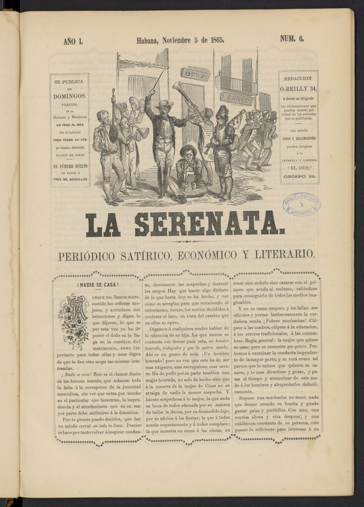 Miniatura de La Serenata: Periódico satírico, económico y literario del 5 de noviembre de 1865, nº 6