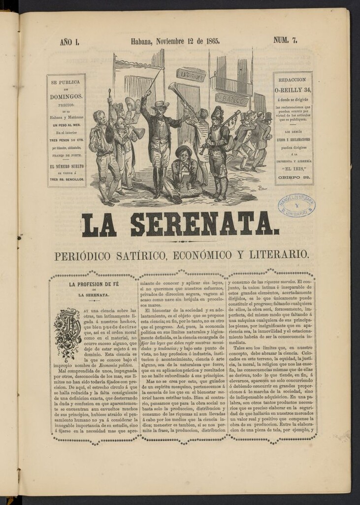 Miniatura de La Serenata: Periódico satírico, económico y literario del 12 de noviembre de 1865, nº 7