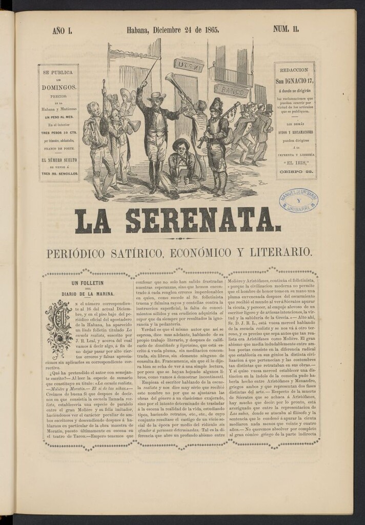 Miniatura de La Serenata: Periódico satírico, económico y literario del 24 de diciembre de 1865, nº 11