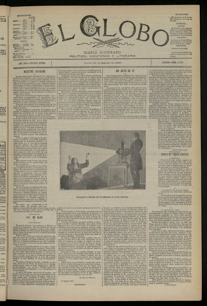 Miniatura de El Globo : diario ilustrado del 15 de agosto de 1887, nº 4305
