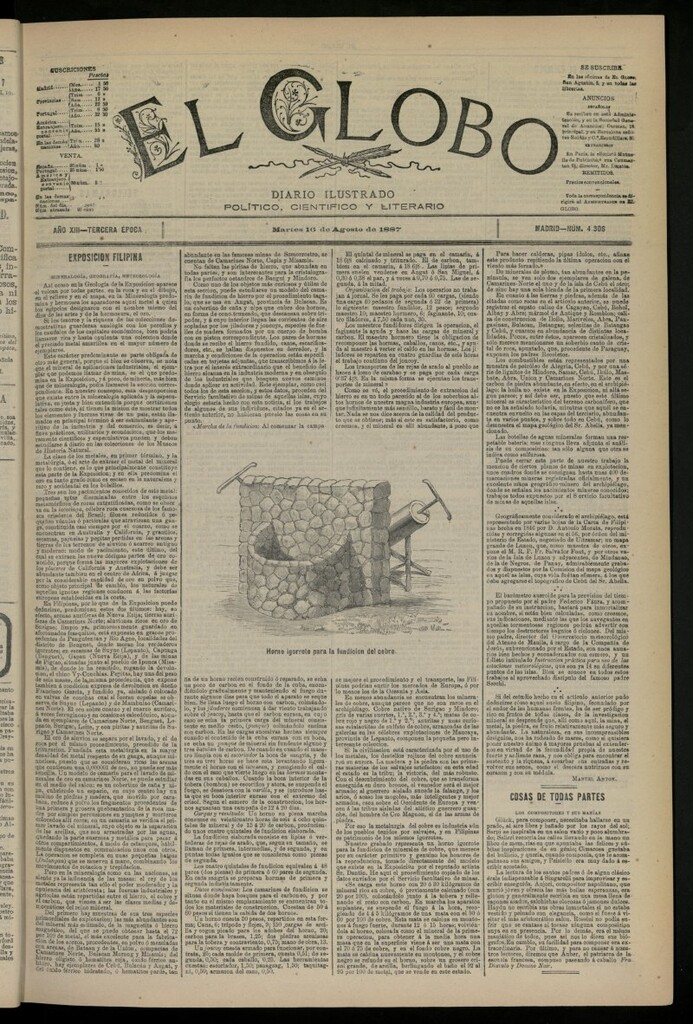Miniatura de El Globo : diario ilustrado del 16 de agosto de 1887, nº 4306