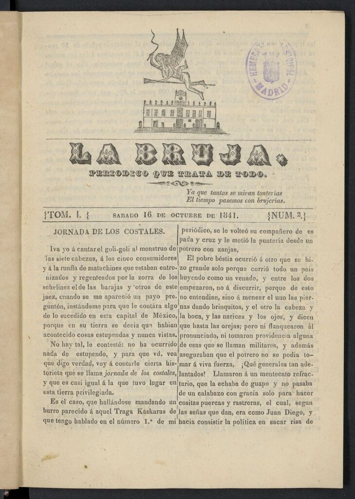 Miniatura de La Bruja: periódico que trata de todo del 16 de octubre de 1880, nº 2