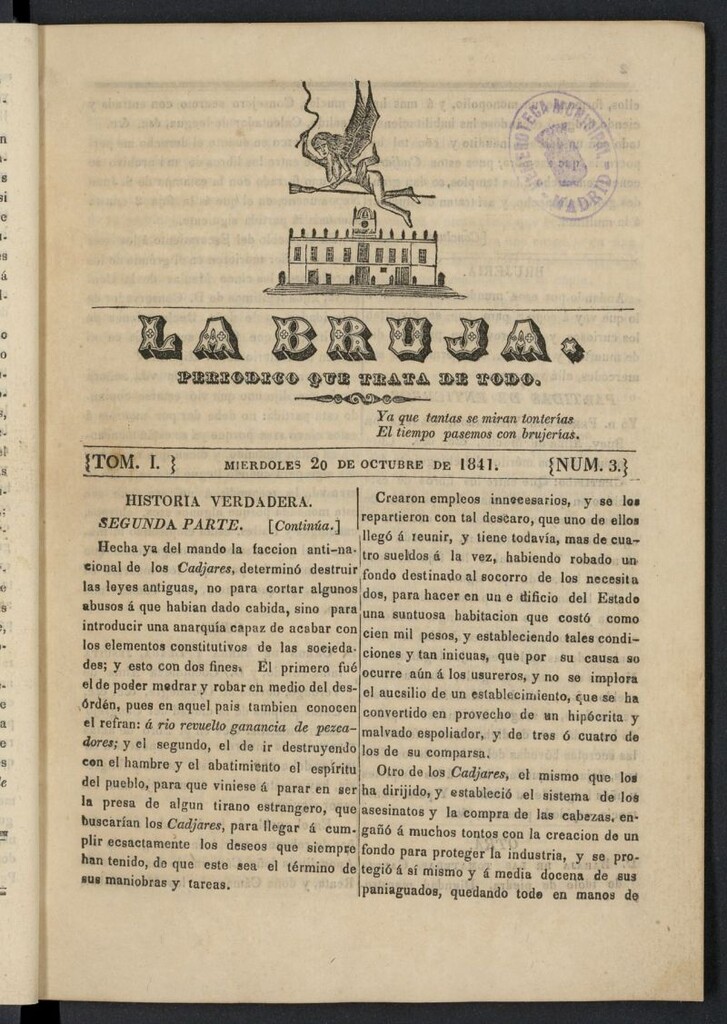 Miniatura de La Bruja: periódico que trata de todo del 20 de octubre de 1880, nº 3