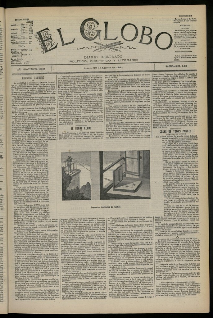 Miniatura de El Globo : diario ilustrado del 29 de agosto de 1887, nº 4319