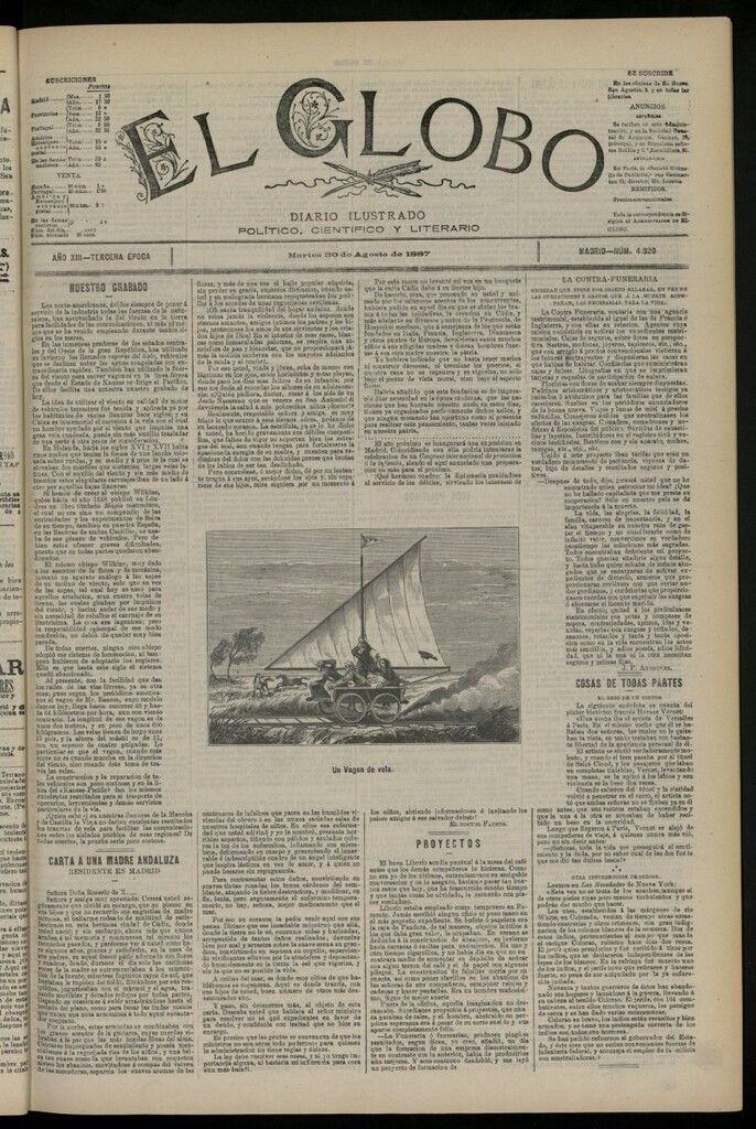 Miniatura de El Globo : diario ilustrado del 30 de agosto de 1887, nº 4320