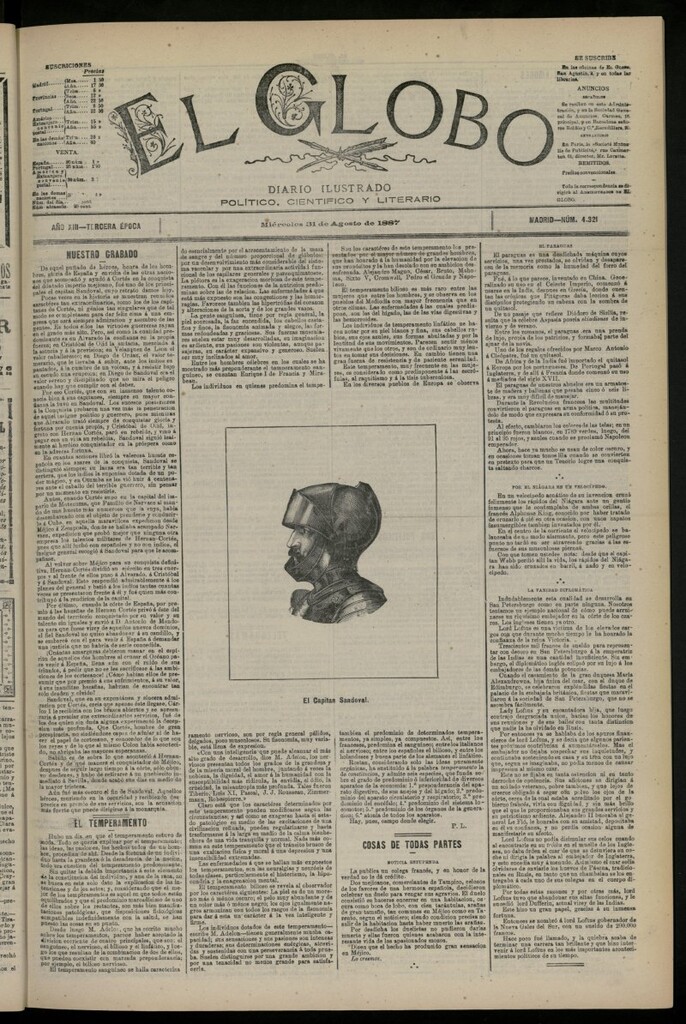 Miniatura de El Globo : diario ilustrado del 31 de agosto de 1887, nº 4321