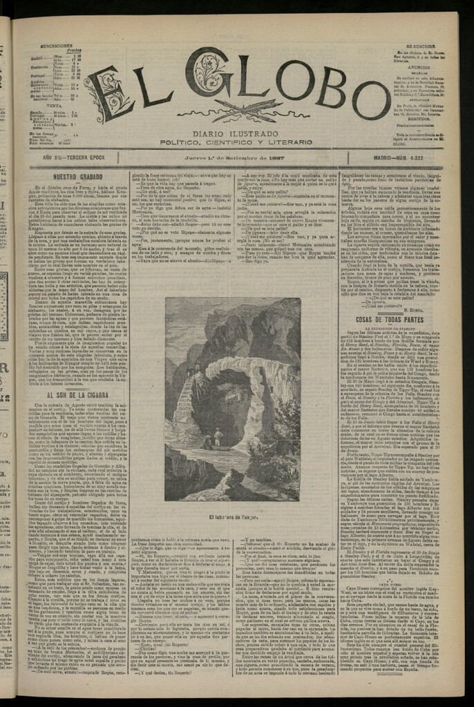 Miniatura de El Globo : diario ilustrado del 1 de septiembre de 1887, nº 4322