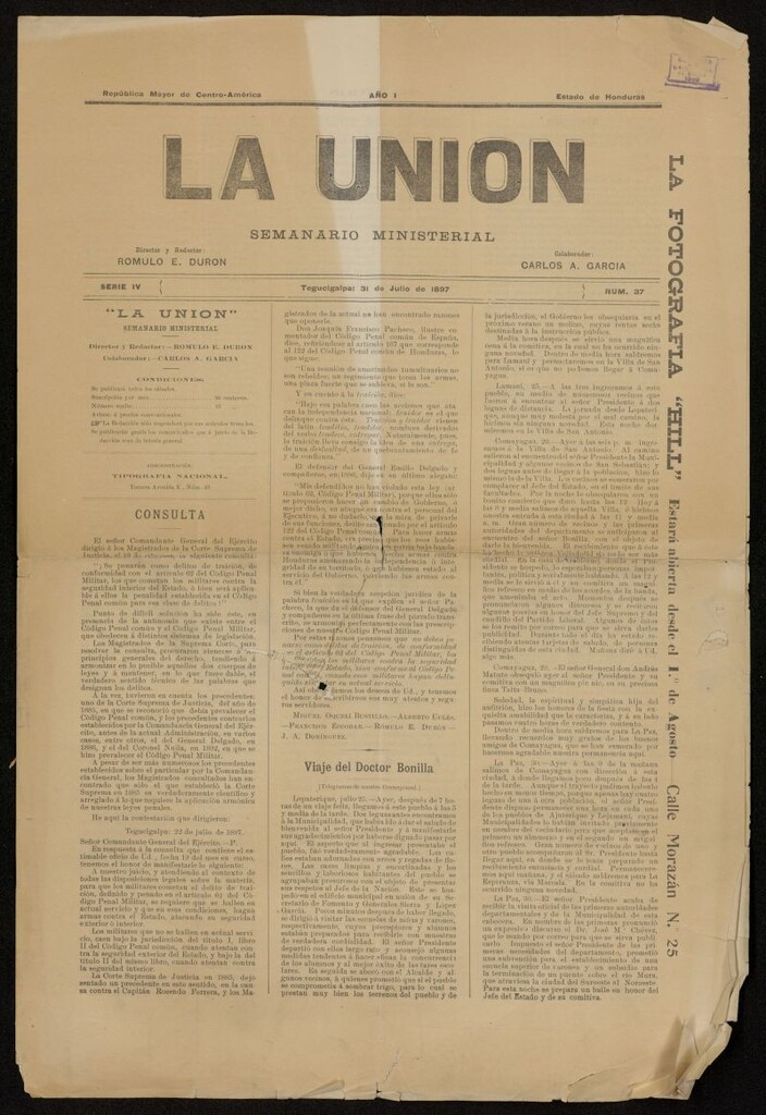 Miniatura de La Unión: Semanario ministerial del 31 de julio de 1897, nº 37